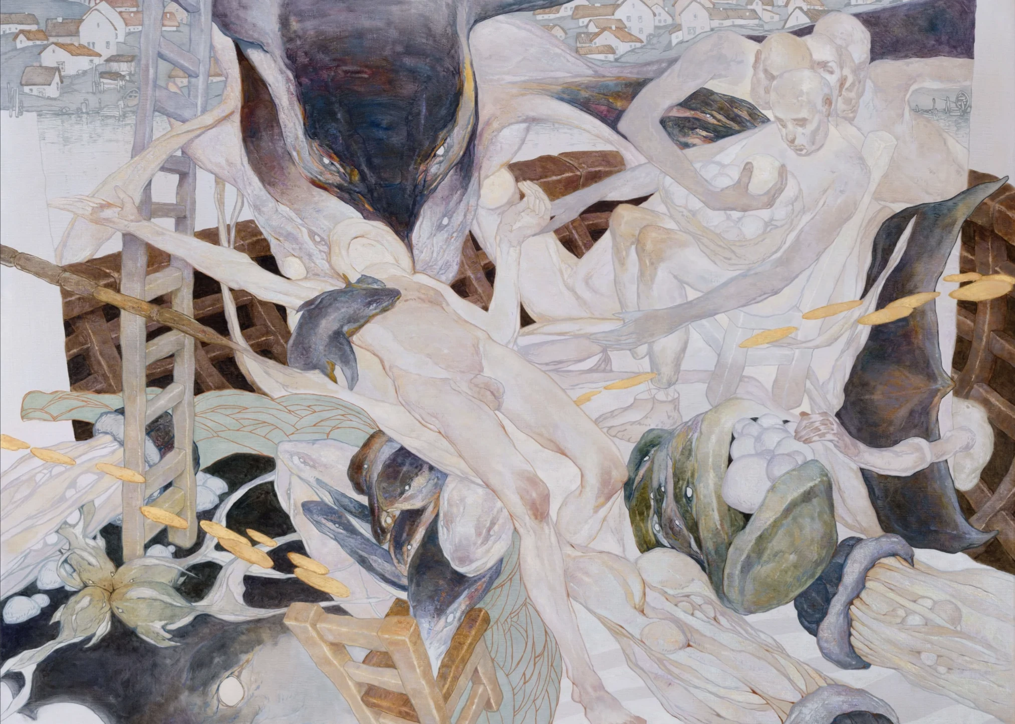 Denis Sarazhin, A Something We Forgot Together, 2026, oil on canvas, 75 × 60 in