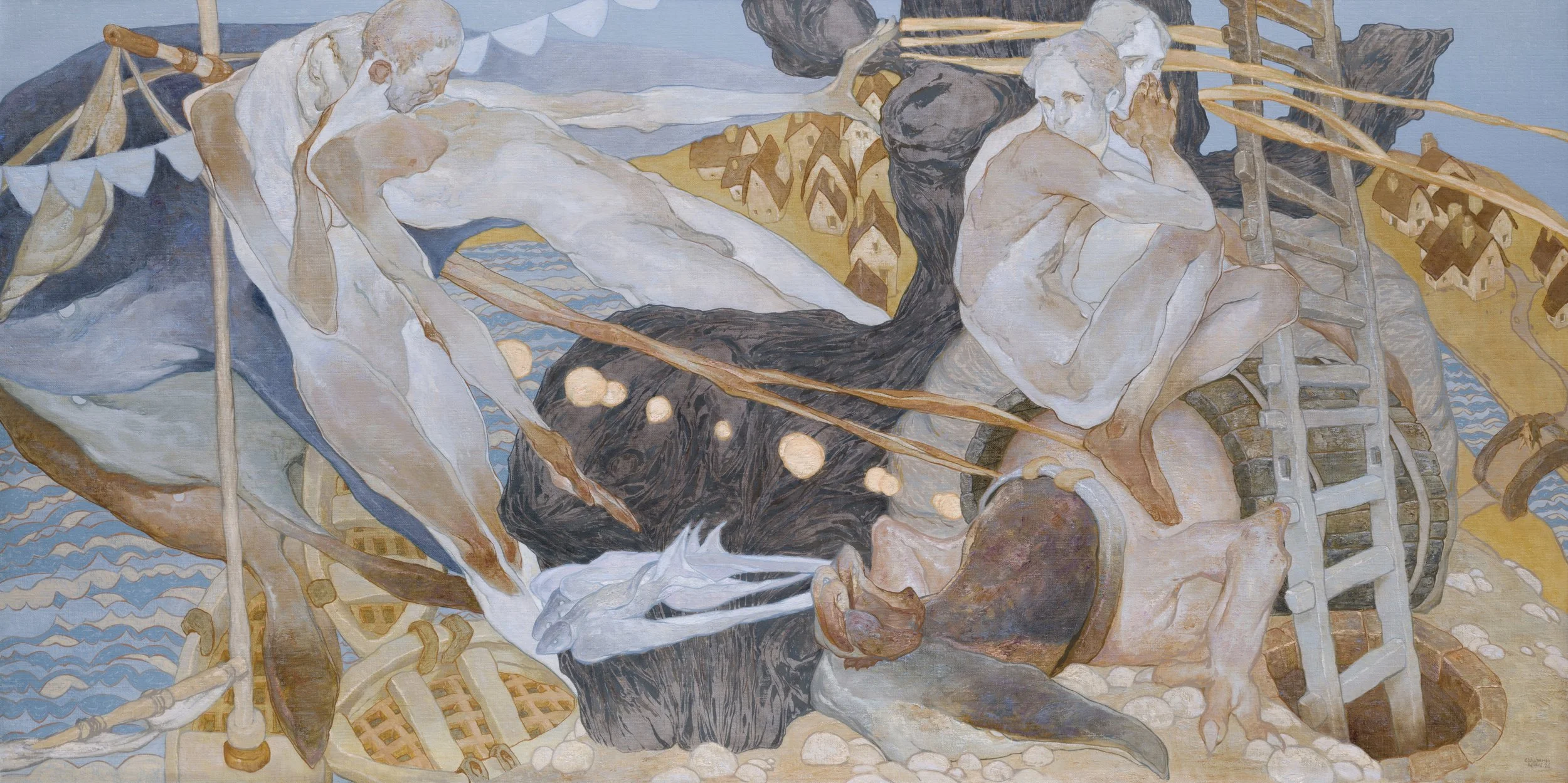 Denis Sarazhin, I Think We Were Here, 2026, oil on canvas, 64 × 32 in