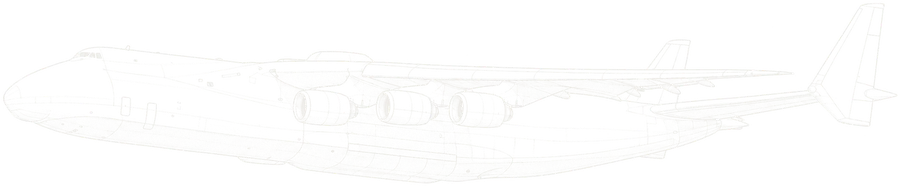Line drawing of the An-225 Mriya cargo plane in flight